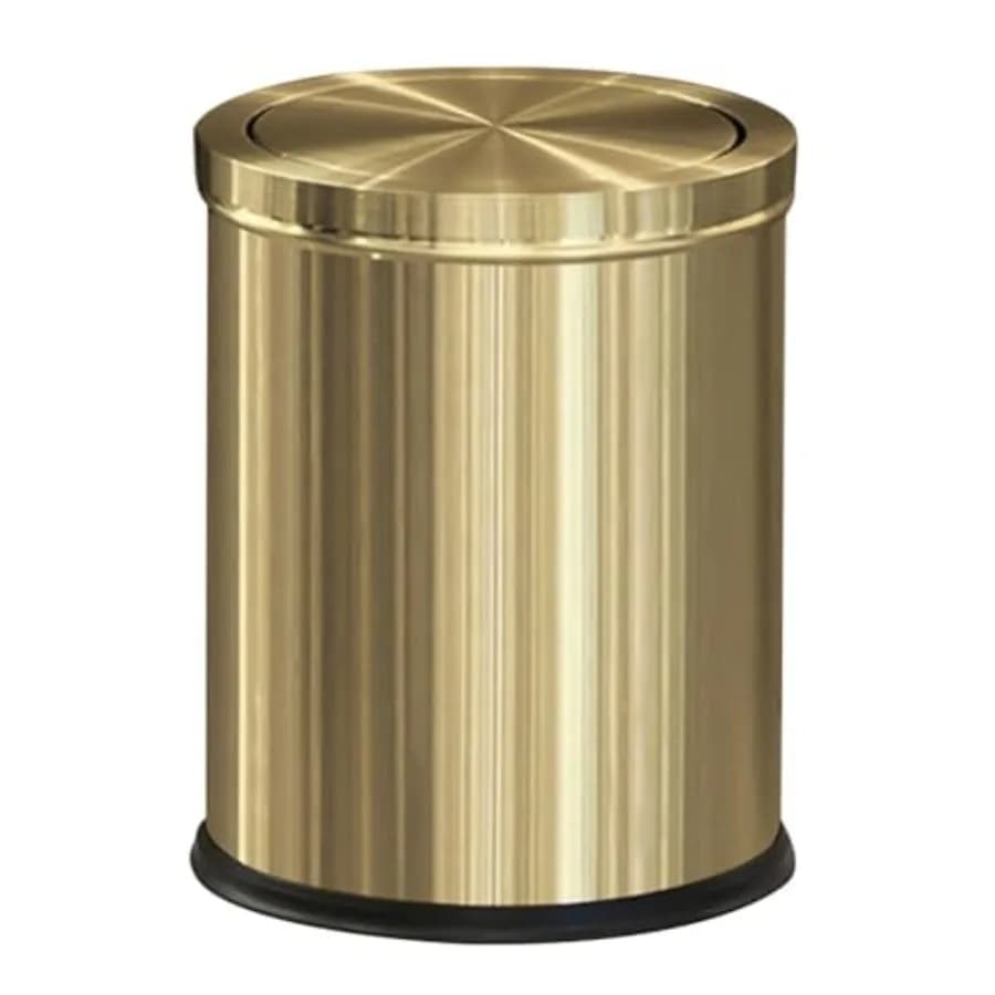 Cestino per Rifiuti Dorato da 15L/4GAL, Piccolo Contenitore con Coperchio Ribaltabile per Bagno, Soggiorno, Hotel, Ufficio