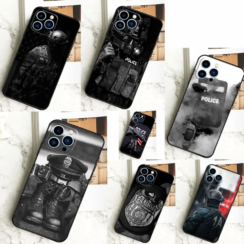 Custodia per telefono simbolo della polizia per iPhone 13 12 14 11 16 15 Pro Max Plus Mini 7 8 X XR XS Max Cover