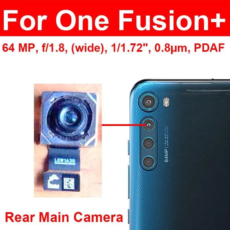 Fotocamera principale anteriore posteriore per Motorola Moto One Fusion Plus Parti di ricambio del modulo fotocamera selfie frontale posteriore