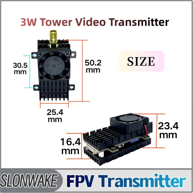 SLONWAKE 5.8G 3000mW Simulation VTX FPV Video Transmission Module 48CH High Power Integrated Overheating Protection for RC FPV Drone