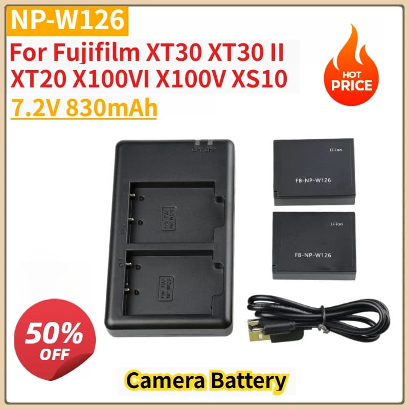 Nuovo NP-W126 NP-W126S 7.2V 830mAh Batteria e caricabatterie di ricambio per fotocamera per Fujifilm XT30 XT30 II XT20 X100VI X100V XS10