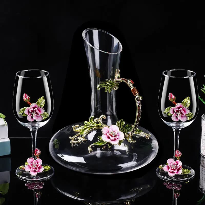 Enamel Colored Red Wine Glass Crystal Glass Decanter Household High-end Exquisite Wine Glass Light Luxury Goblet