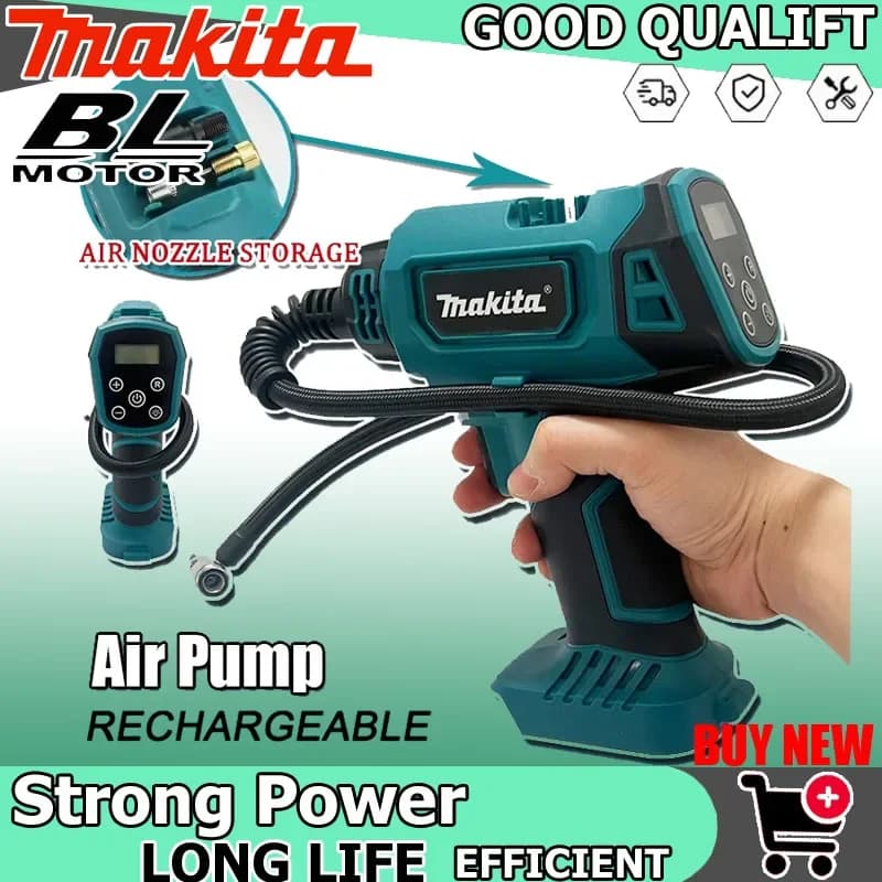 Pompa ad aria elettrica senza fili Makita, gonfiatore automatico per pneumatici auto ricaricabile, compressore d'aria portatile per utensili a batteria da 18V