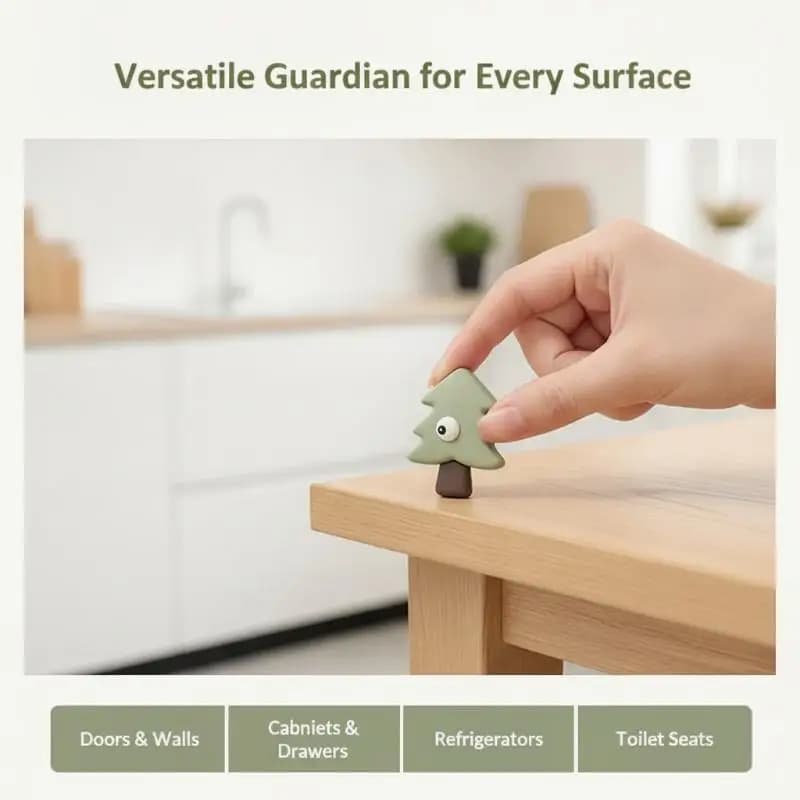 Cute Tree Shape Door Stopper Wall Protector Soft PVC Anti-collision Pad Self Adhesive Mute Bumper Guard For Home