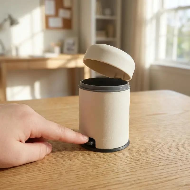 // Miniature Garbage Can Ornament 1/12 Dollhouse Miniature Foot-operated Trash Can Model Miniature Furniture Scene Decor
