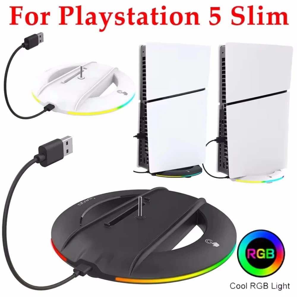 Per Playstantion 5 Supporto di raffreddamento verticale con luce RGB sottile per disco PS5 PRO/supporto base per console digitale Accessorio da gioco