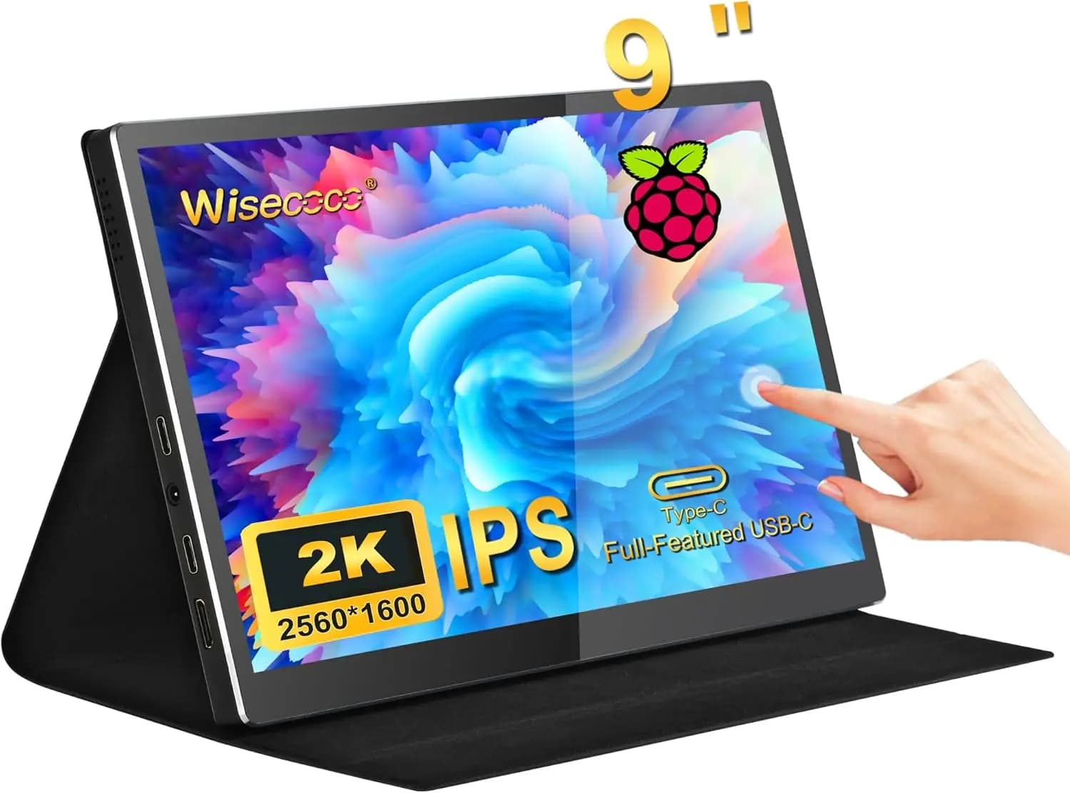 Monitor portatile da 9 pollici 2K 2560*1600 IPS Touch Screen 73% NTSC USB C HDMI Computer portatile Monitor LCD per MacBook Telefono Xbox PS5