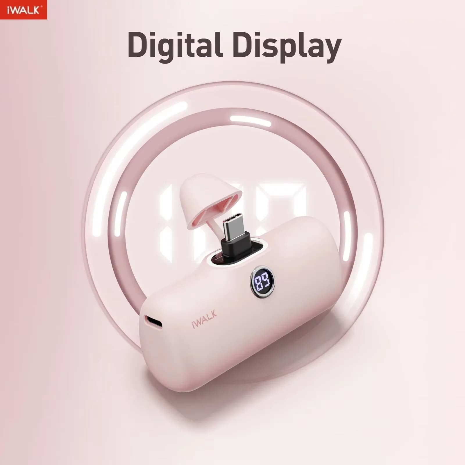 iWALK USB - C Power Bank | Carica rapida PD da 18 W | Costruito - in spina | Mini portatile | Display a LED | Per telefoni/VR/auricolari