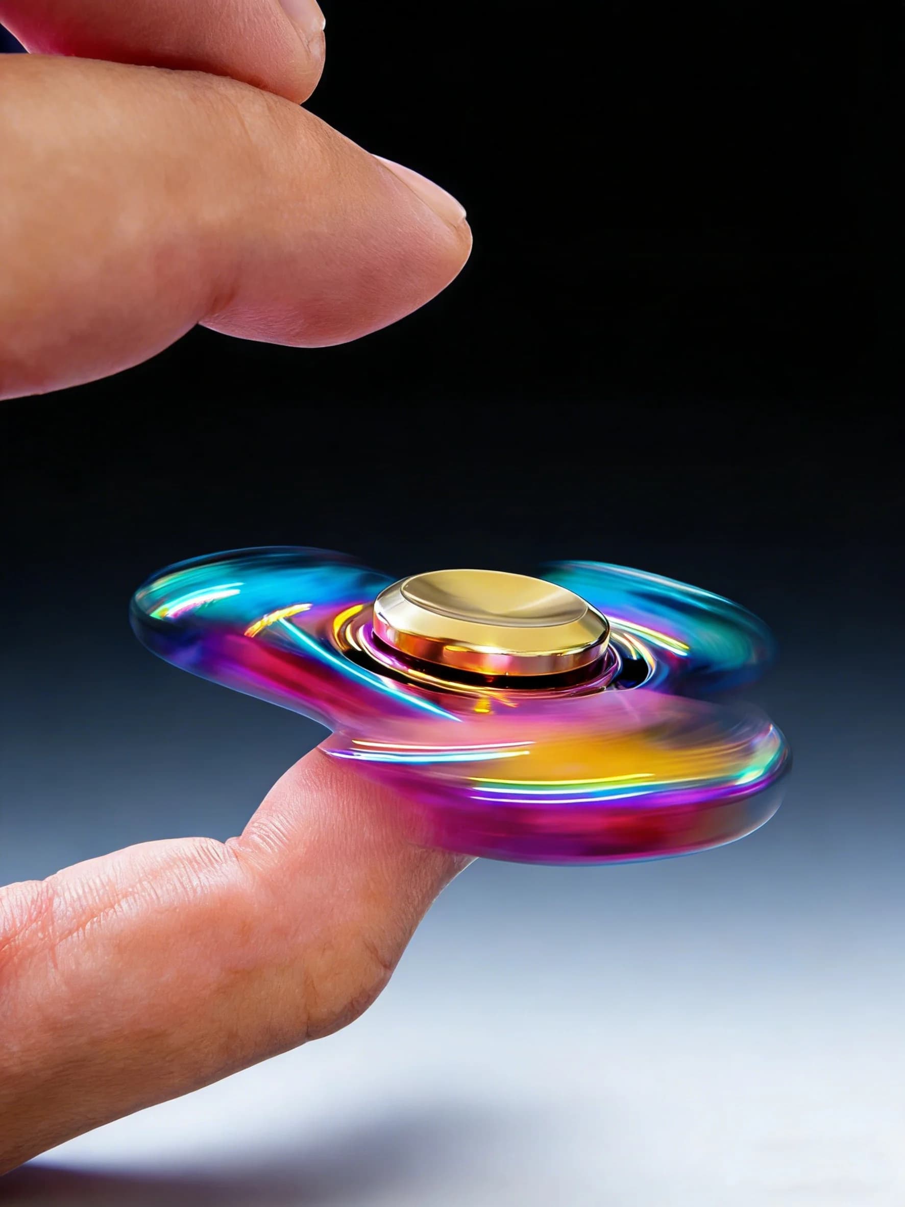 Fidget Spinner UFO in Metallo Colorato Arcobaleno | Giocattolo EDC portatile da dito per concentrazione e sollievo dall'ansia | Trottola da scrivania portatile, regalo