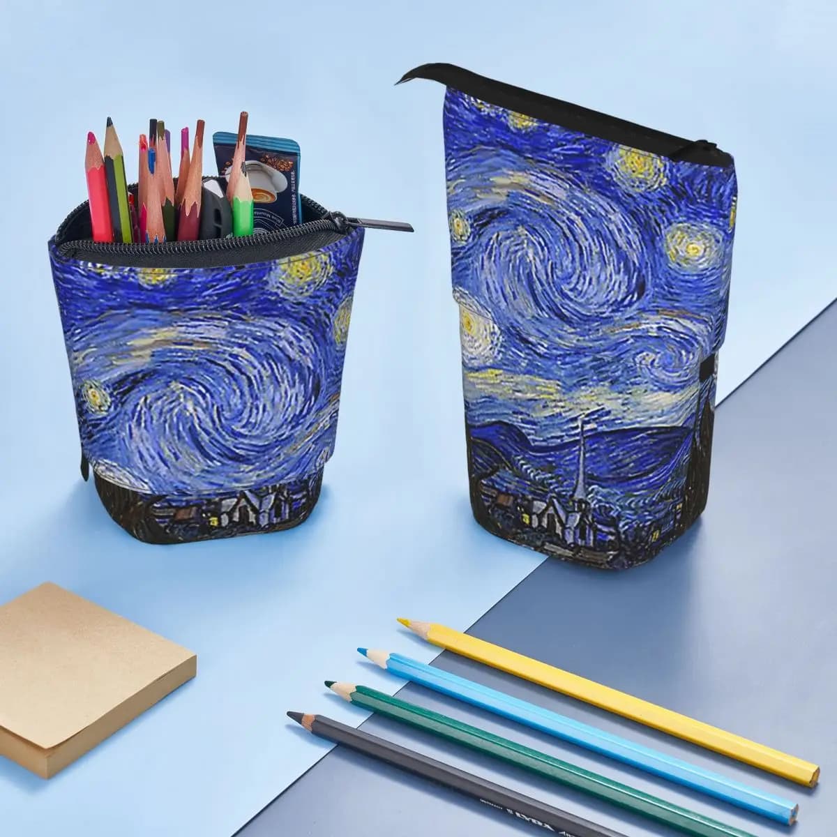 Astuccio reversibile The Starry Night di Vincent Van Gogh per ragazzi e ragazze, regalo, portapenne, borsa per matite