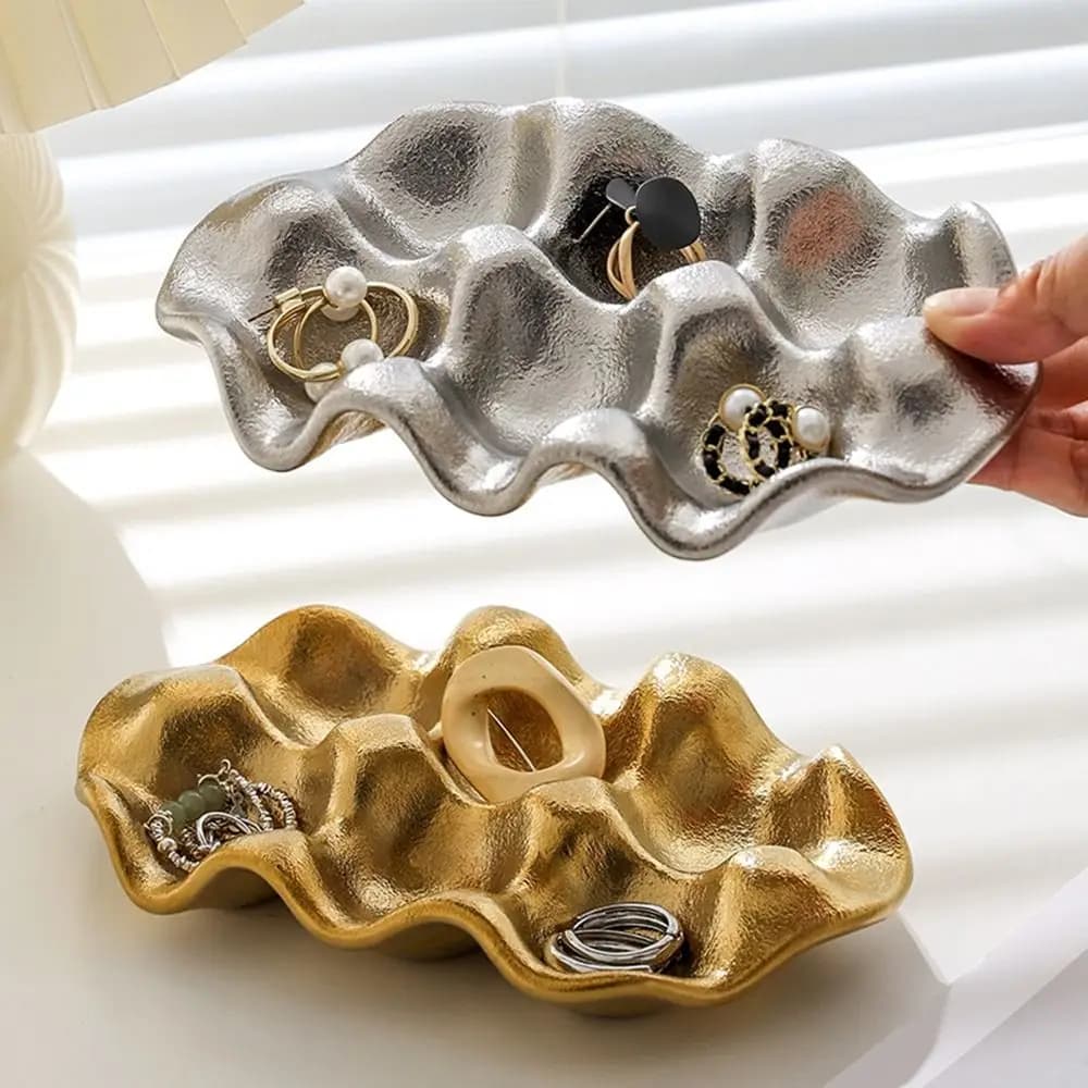 Ceramic 6 Grids Egg Tray Decorative Nordic Style Jewelry Display Storage Plate Shockproof Egg Storage Rack Necklace