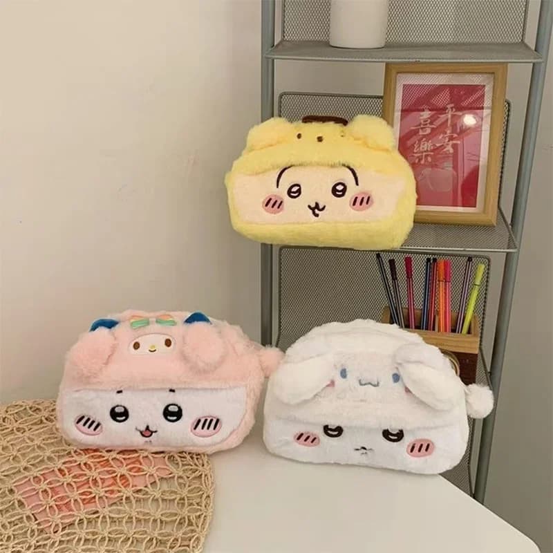 Chiikawa Astuccio per matite Ins Style Simpatico sacchetto di peluche per studenti adolescenti con borsa per il trucco Borsa per penne con cerniera Regalo per bambini Regalo per ragazza