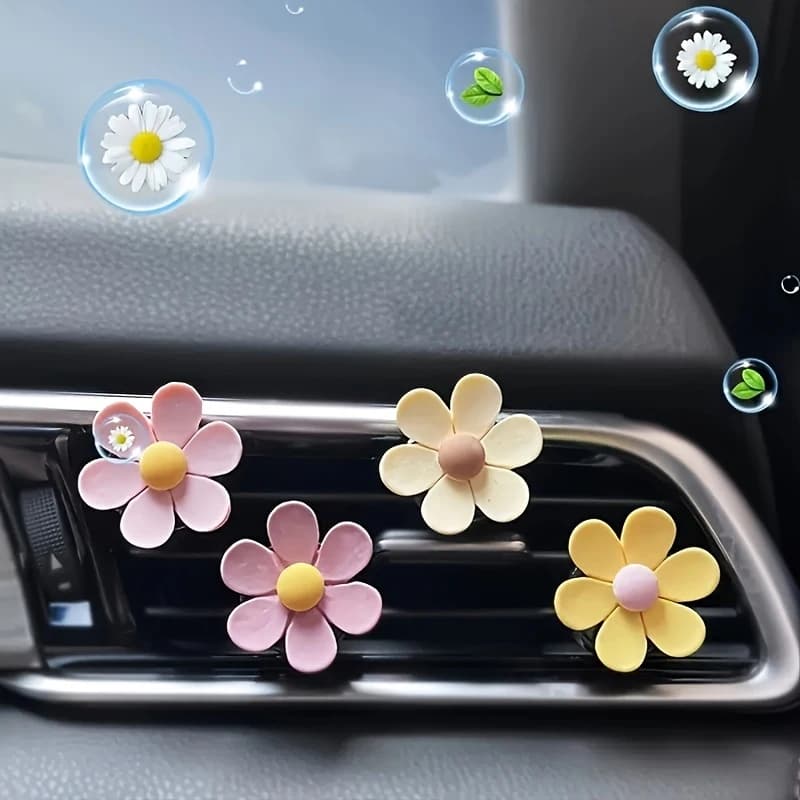 4 pezzi clip per profumo per presa d'aria per auto fiore color caramella deodorante per auto aria condizionata presa di incenso accessori per auto
