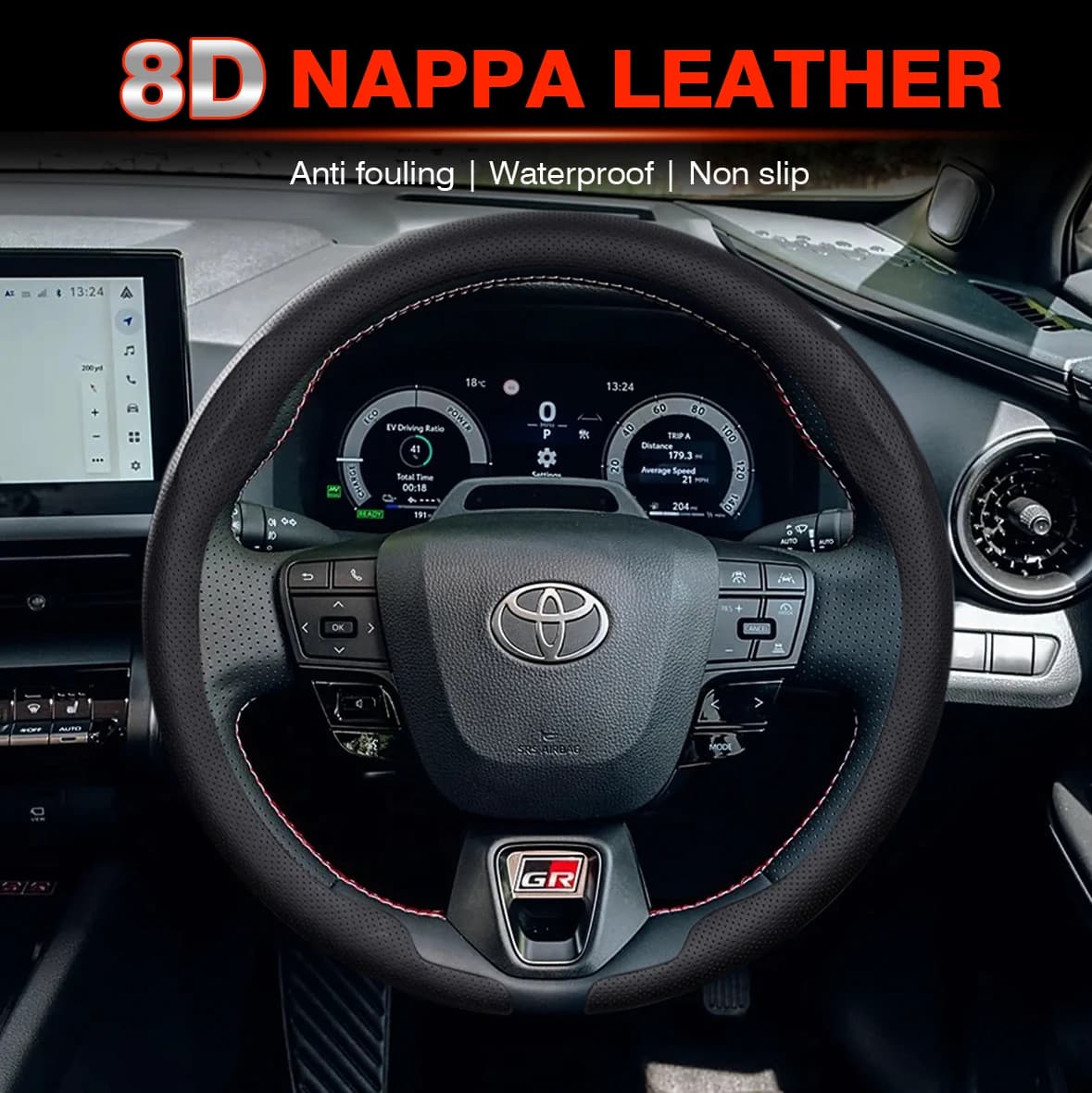 8D Leather Car Seat Cover for Toyota C-HR Hybrid 2015-2025 2026 Ultra Slim Auto Flyer Accessories