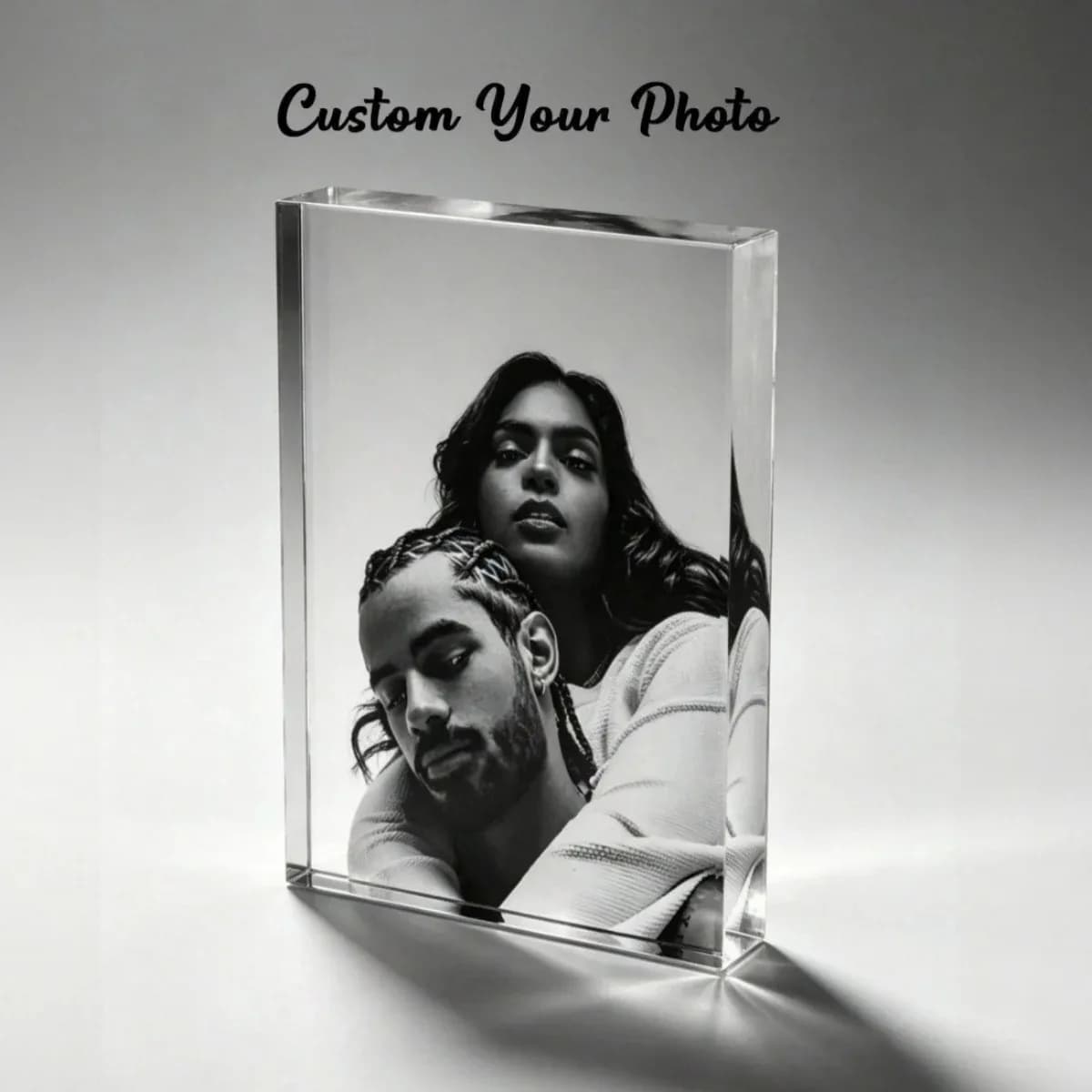 Custom Acrylic Photo Block，Personalized Clear Crystal Picture Frame Customized Gift for Couple Family Wedding Anniversary Home D