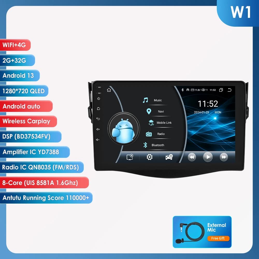 9 "7862 Android Auto autoradio GPS Stereo per Toyota RAV4 Rav 4 2006-2012 lettore multimediale 4G 8Core Autoradio Carplay HeadUnit