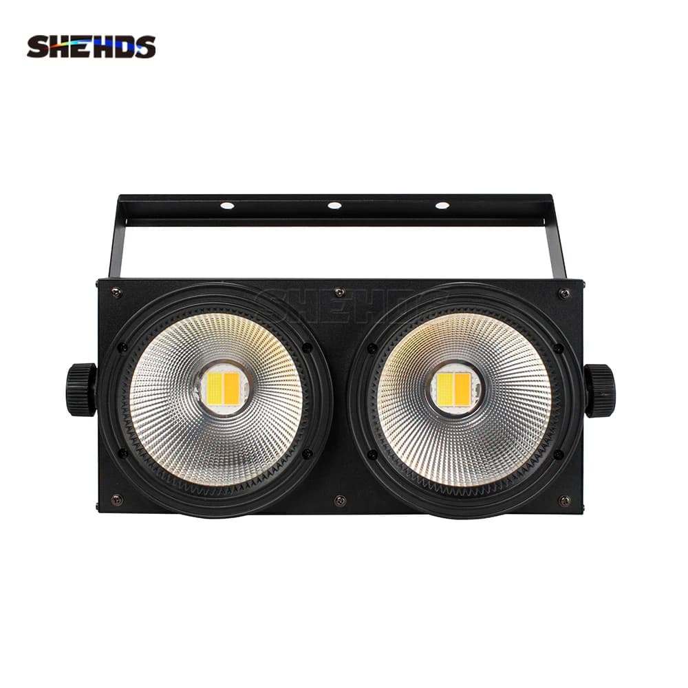 SHEHDS 1 pz LED 2 occhi 200 W Blinder COB Luce DMX512 Controller Notte DJ Disco Concerto Pubblico Night Club
