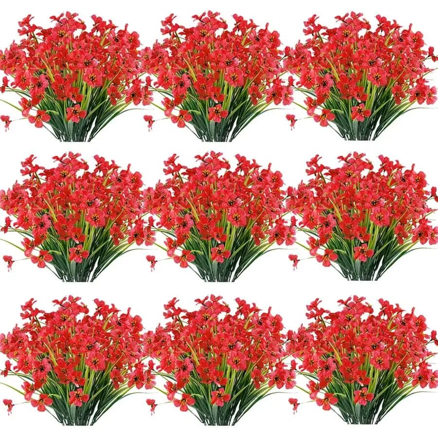 30 Mazzi di Fiori Artificiali da Esterno Resistenti ai Raggi UV, Fiori Finti che non sbiadiscono, Piante Finte in Plastica per Decorazione Giardino, Portico, Fioriera