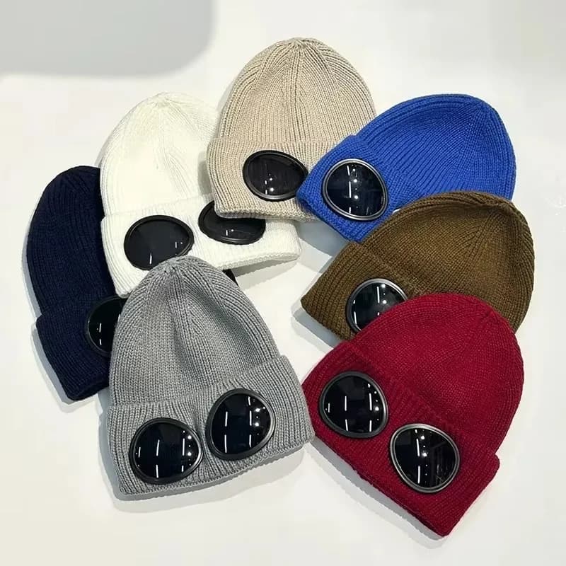 Unisex Knitted Hat with Goggles Windproof Winter Warmer Ski Beanie Soft Warm Anti-slip Ear Protection for Men And Women