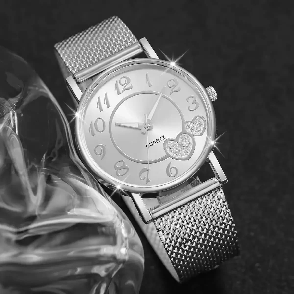 20261/3PCS Fashion Heart Dial Women Watches Casual Plastic Strap Quartz Wristwatch Reloj Mujer（Without Box）