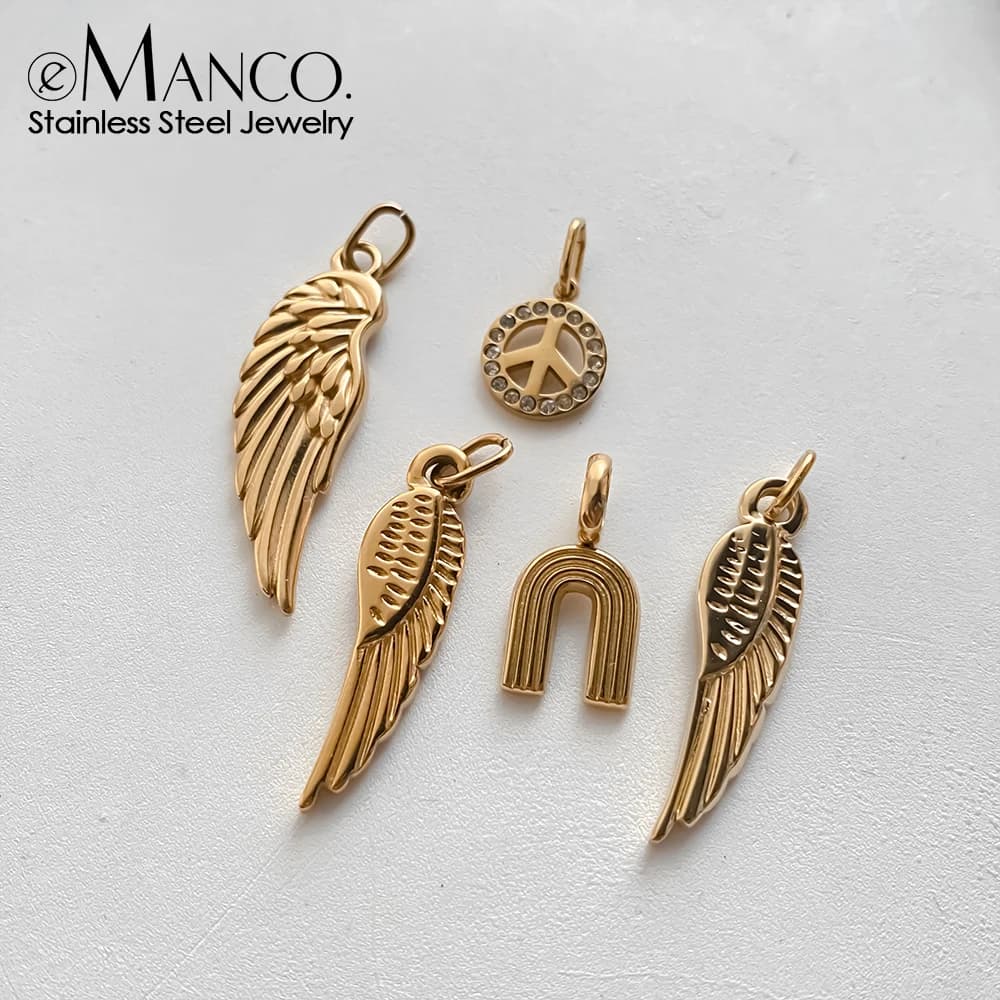 EManco Creative Wings Charms Stainless Steel Accessories Bracelet Jewelry Gifts DIY Fashion Necklace Making 48 Hours Shipping