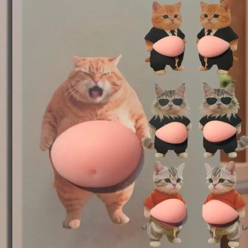 🎊 1/2Pcs Cute 3D Squeezable Soft Belly Dog Cat Stickers DIY Relieve Stress Mobile Phone Laptop Decoration Decal Home Decor