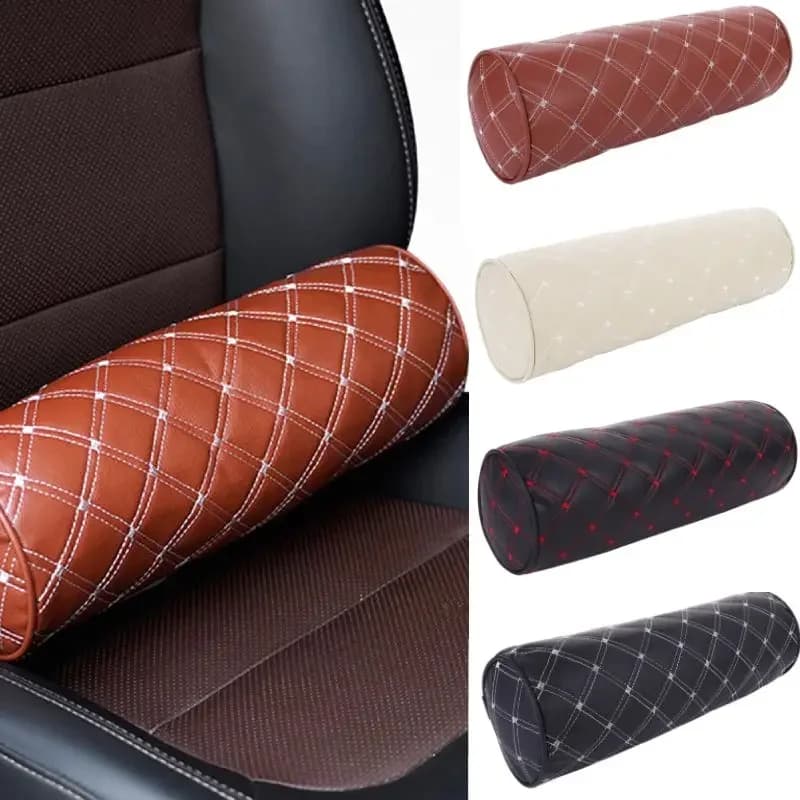 Cuscino di supporto per il collo dell'auto Cuscino traspirante in memory foam in pelle PU Supporto lombare per sedile automatico Protezione per il riposo del cuscino in vita morbido e confortevole
