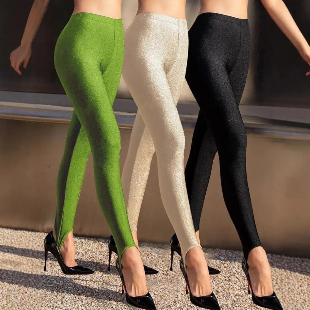 Leggings da donna Pantaloni lunghi elasticizzati a vita alta con design glitterato Pantaloni da yoga slim fit per il sollevamento dell'anca Pantaloni aderenti elasticizzati