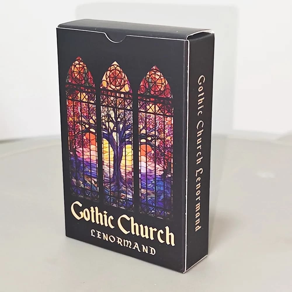 Carte Oracolo Lenormand Stile Chiesa Gotica, Mazzo da 44 Carte, Stile Arte Vetrata 9*6cm, con Carte Extra Uomo/Donna e Carte Speciali