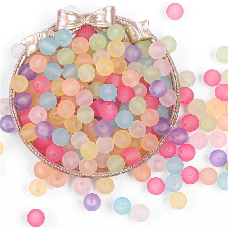 8/10mm 30g Plastic Acrylic Beads Matte Frosted Transparent Beads for DIY Necklace Bracelet Earrings Jewelry Craft Making Beads