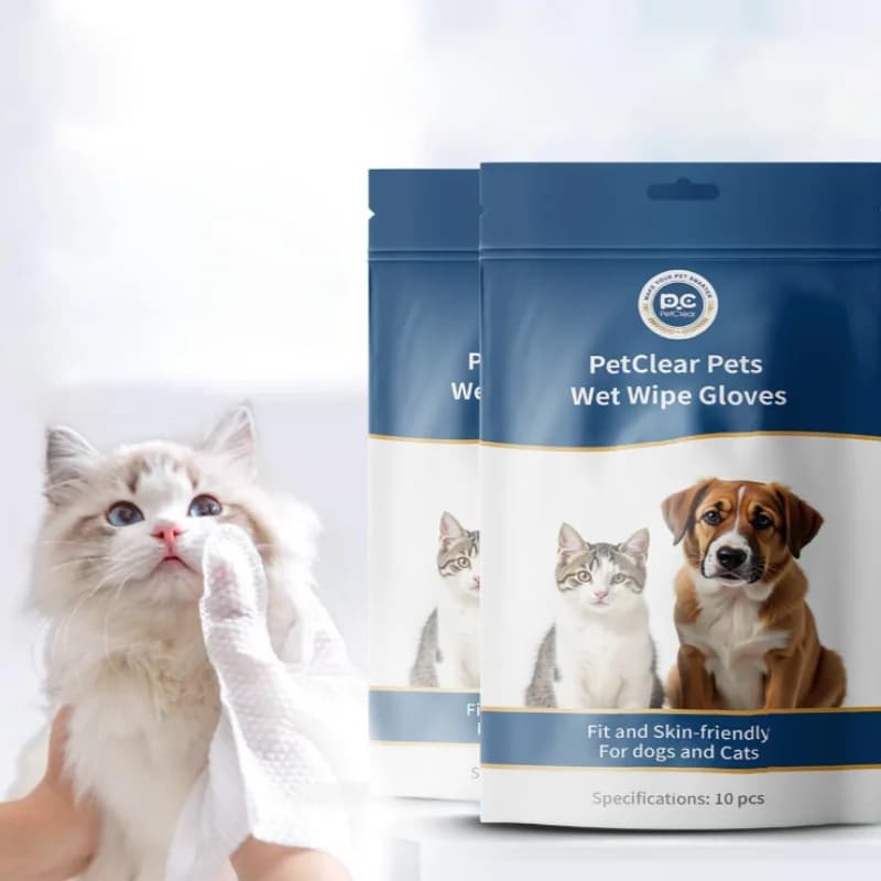 Guanti Monouso PetClear per la Pulizia degli Animali Domestici, 10 Pezzi, Salviette per Toelettatura Senza Risciacquo per Zampe, Orecchie, Sedere e Occhi di Cani e Gatti, Prodotti Delicati e Sicuri per Animali