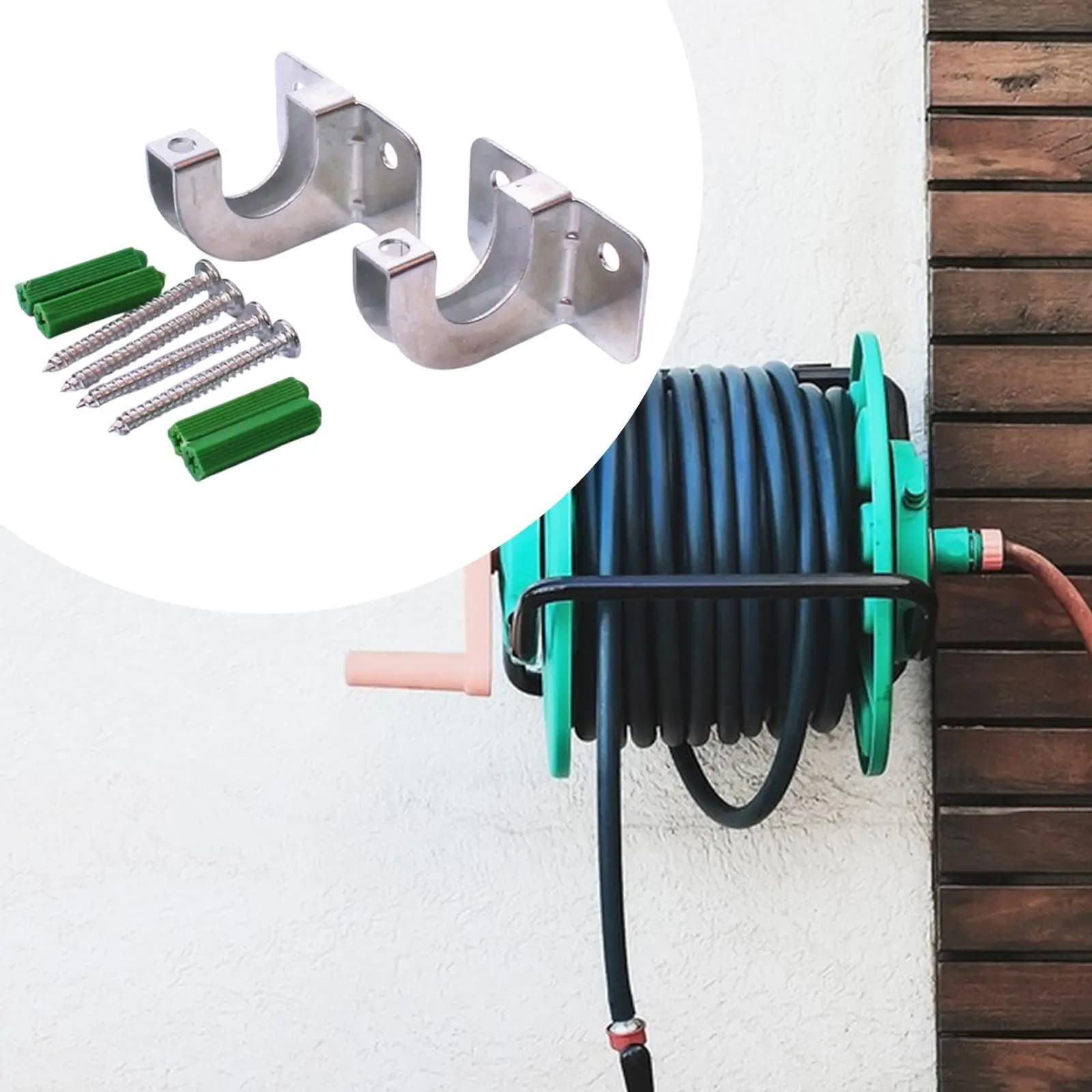 2 wall hooks for garden hose, anti-rust, with screws, bracket, storage rack for garden ropes, external extension boards