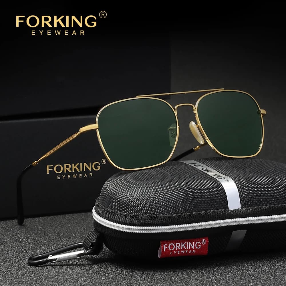 Occhiali da Sole Polarizzati FORKING per Uomo ed Donna, Eleganti Occhiali UV400 per la Guida Estiva, Montatura Sottile in Lega