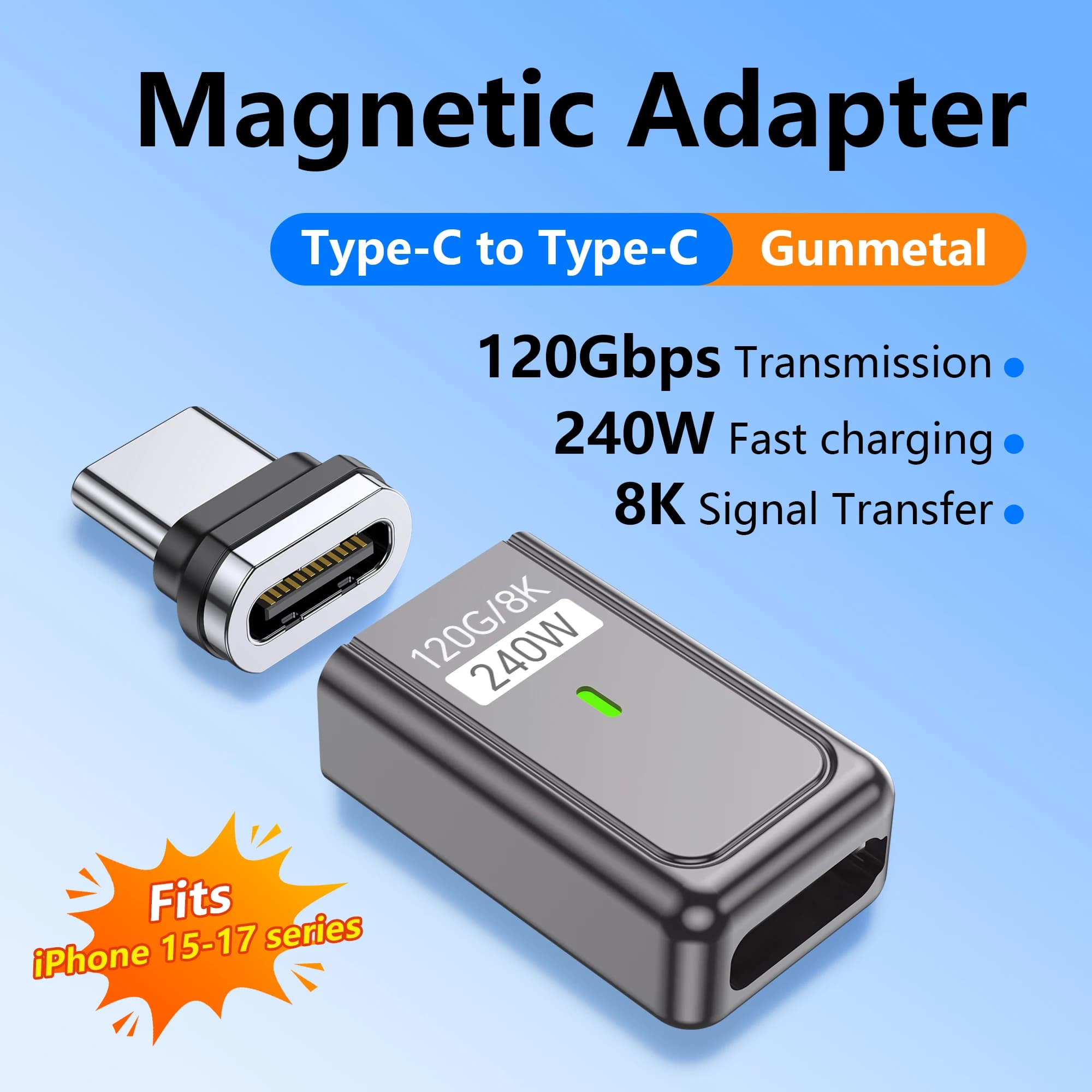 Magnetic Adapter PD 240W USB Type C Adapter Fast Charge Cable Converter for Iphone 17 16 Universal Magnet Adapter Connector