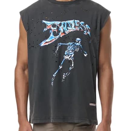 Satisfy 25SS Wormhole Breathable Hole Sleeveless Vest Crew Neck Loose Vest T-Shirt