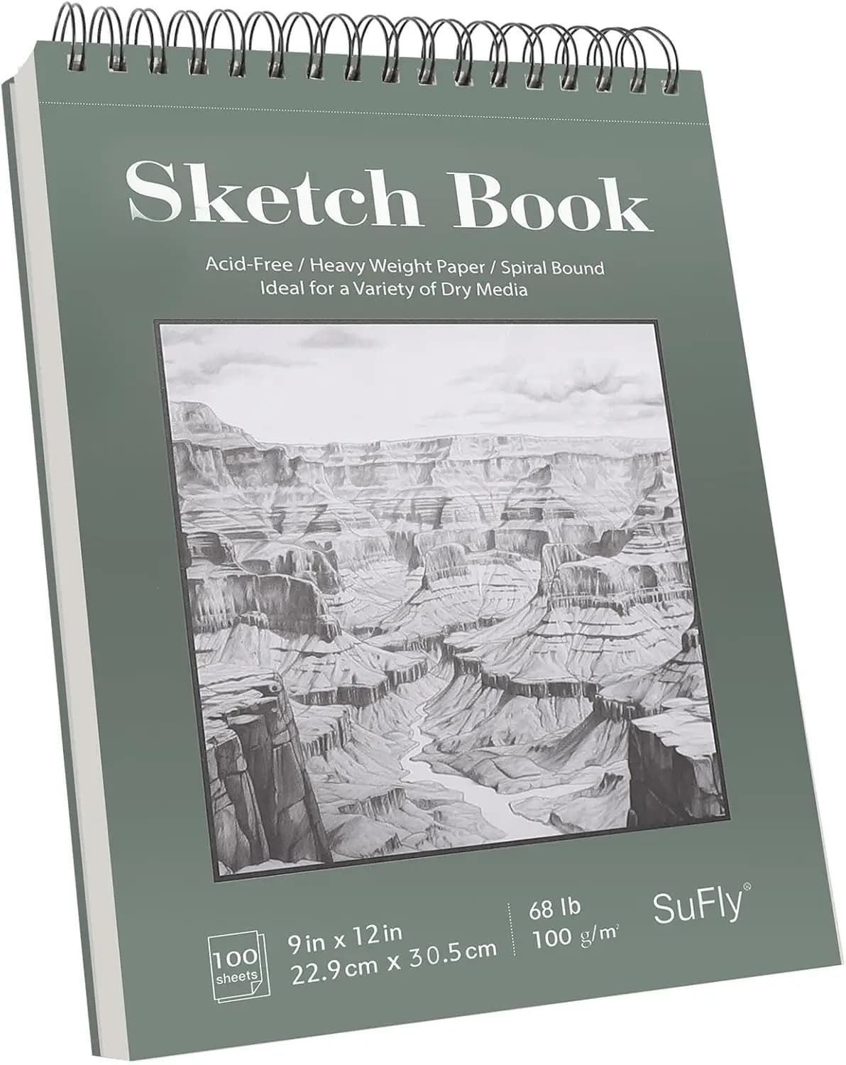 9x12 Sketch Book, 100 Sheets, 68lb/100gsm, Top Spiral Hardcover, Drawing Pad for Kids & Adults