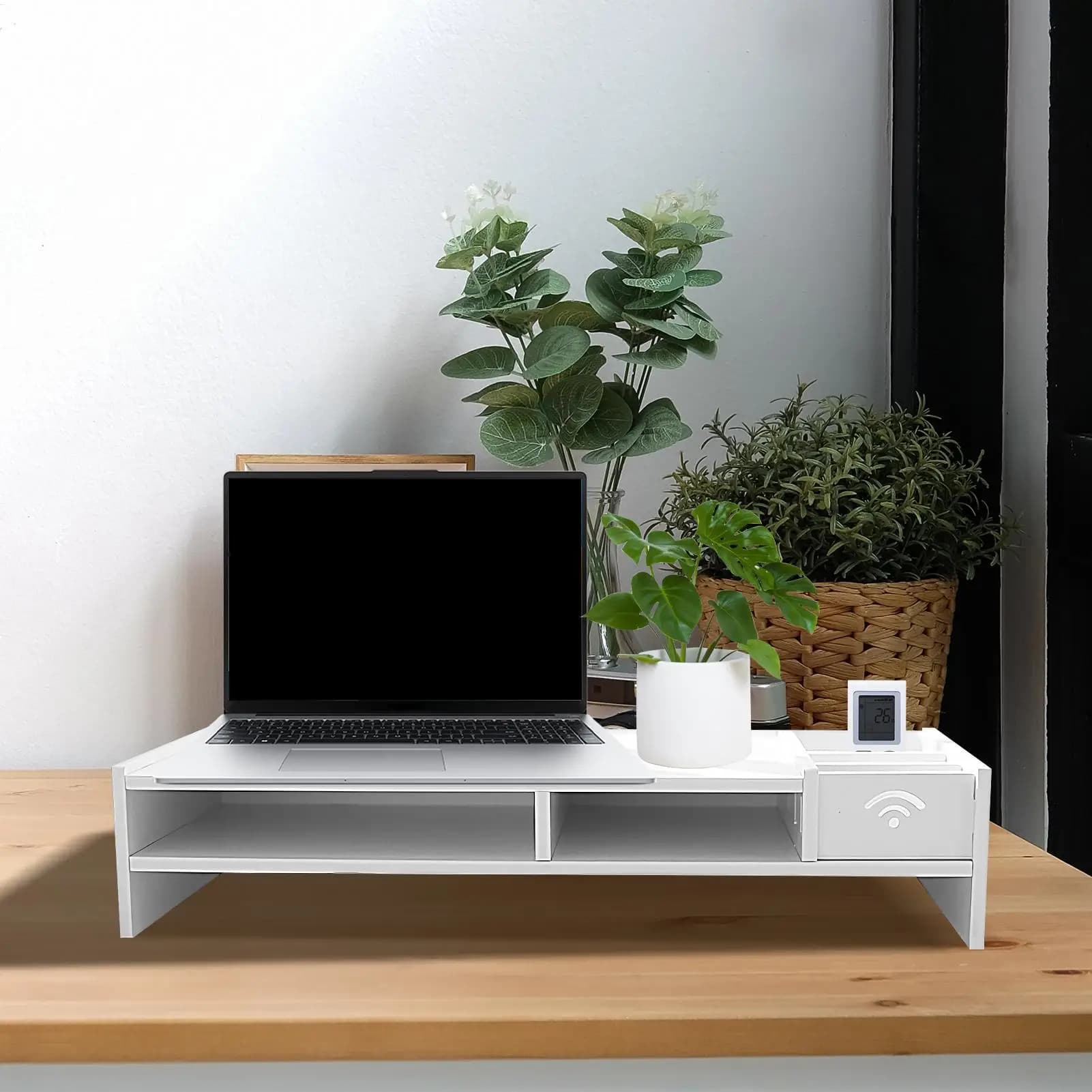 3-Tier Monitor Riser Shelf Desktop Stand Organizer Space Saving with Storage for Laptop Computer Screen, Office Home Study