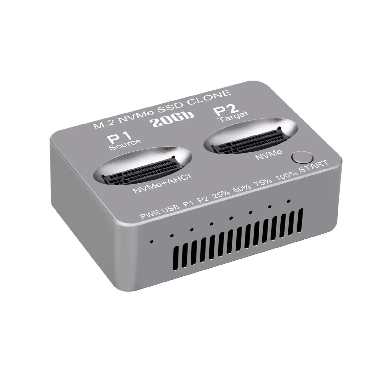 Docking station clone SSD M.2 NVME dual-bay Gen2X2 Custodia SSD M.2 da 20 Gbps USB3.2 TypeC Scatola disco rigido esterno per chiave M2 SSD M