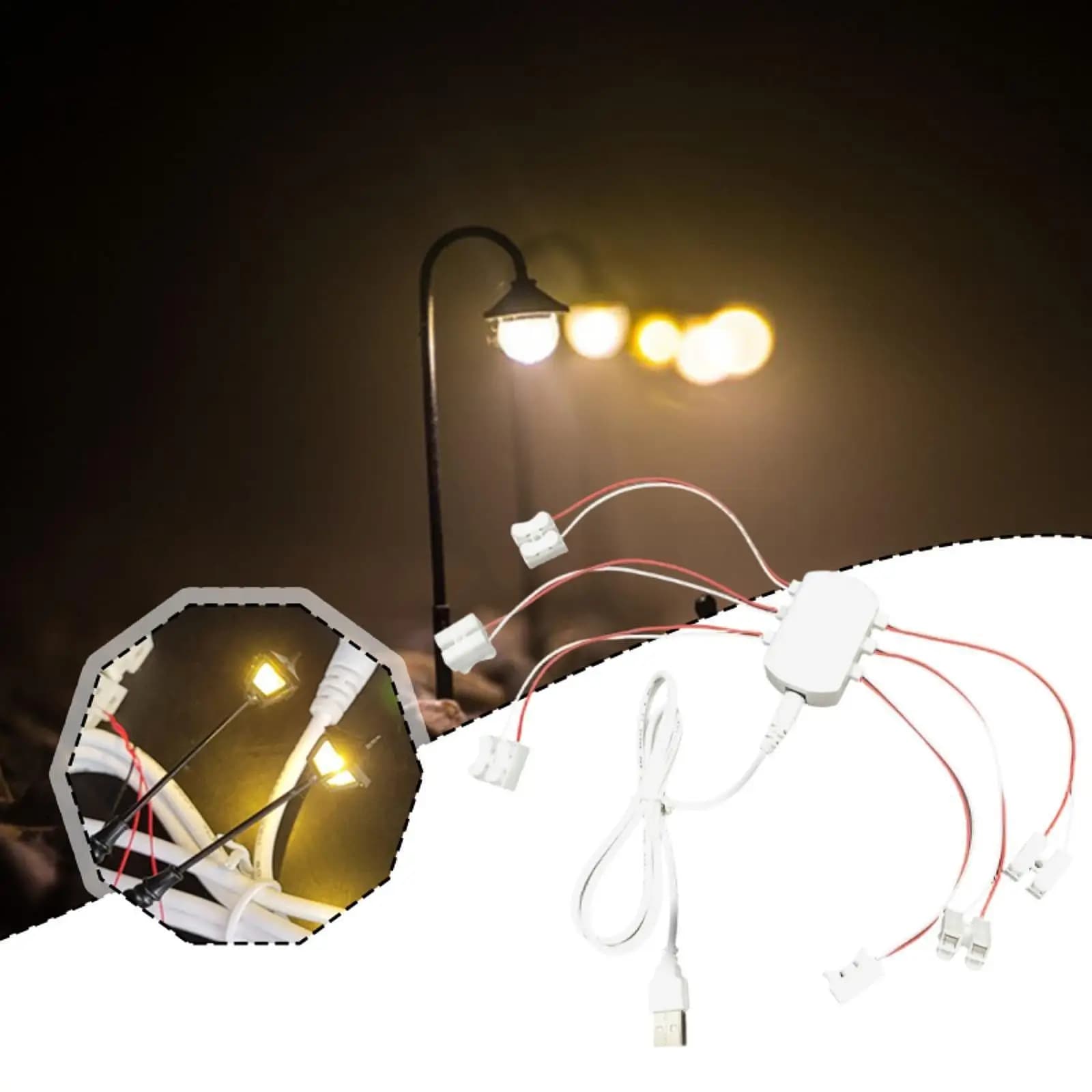 5V USB Power Supply Distributor for Lighting, Cabling for HO Scale Models, Lamps, Trainers, Doll Houses Accessories, Fai-da- Decorations ♪