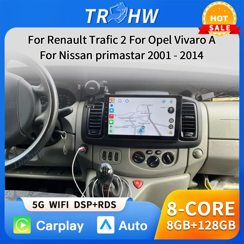 Car Radio For Renault Trafic 2 For Opel Vivaro A For Nissan primastar 2001 - 2014 Navigation GPS Carplay Android Auto 4G No 2din