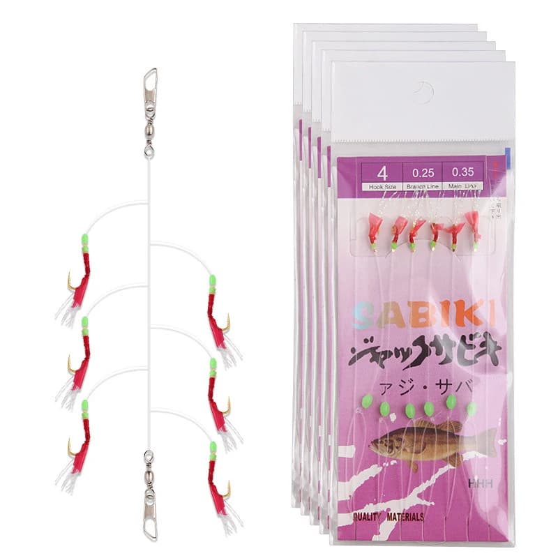 6 Hooks Sabiki Luminous Bait Mackerel Pesca Tackle Rigs Saltwater Artificial Fishing Lures String Hooks Feather Lures Crochet
