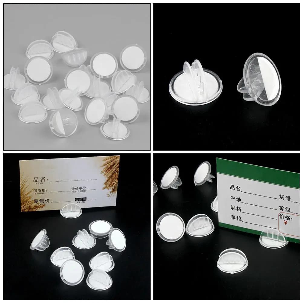 25 Pezzi Clip per Etichette in Plastica con Base Adesiva Trasparente per Espositori al Dettaglio, Porta Prezzi, Segnaprezzo per Scaffali, Clip per Cartellini Merci
