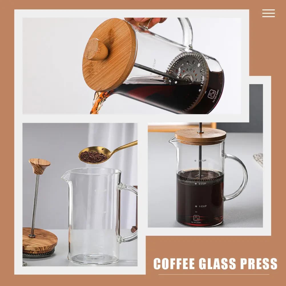 Caffettiera in Vetro Robusta con Filtro di Precisione in Acciaio Inossidabile, Estrae Oli Essenziali e Note Sottili, Riutilizzabile