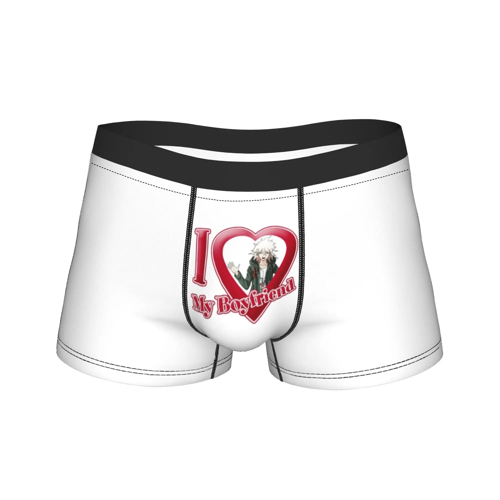 Men Nagito Komaeda Long Underwear Danganronpa Anime Hot Boxer Briefs Shorts Panties Male Polyester Underpants M-XXL