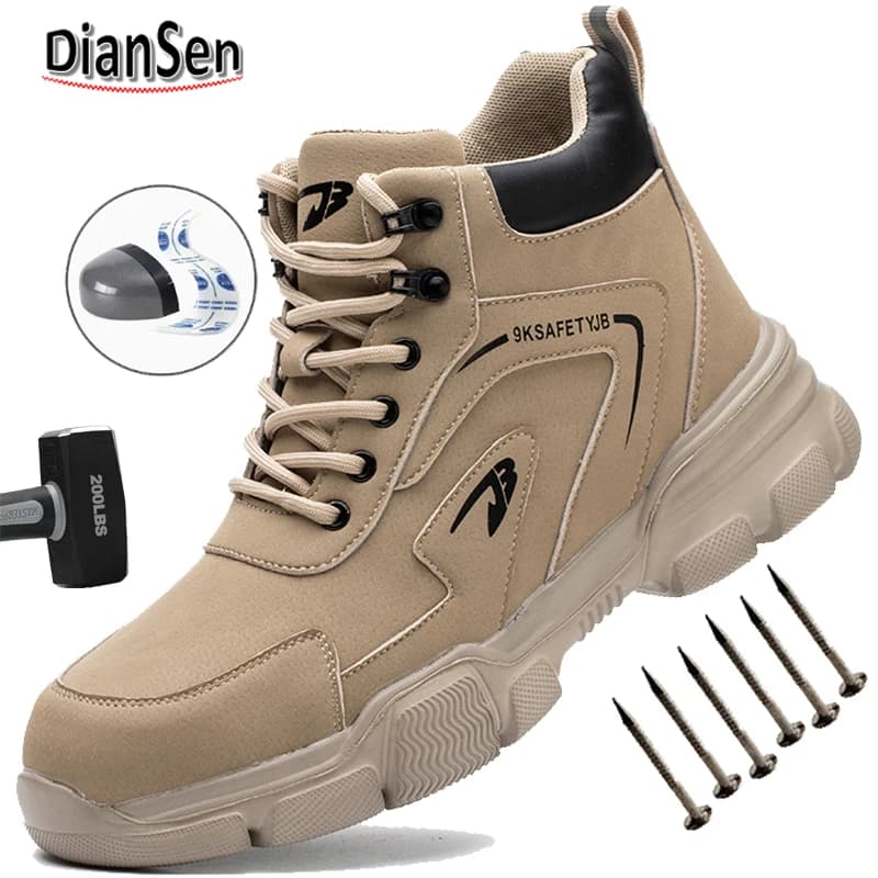 Scarpe antinfortunistiche impermeabili per lavori di costruzione Punta in acciaio Stivali protettivi resistenti all'usura anti-sfondamento Calzature casual per tutte le stagioni