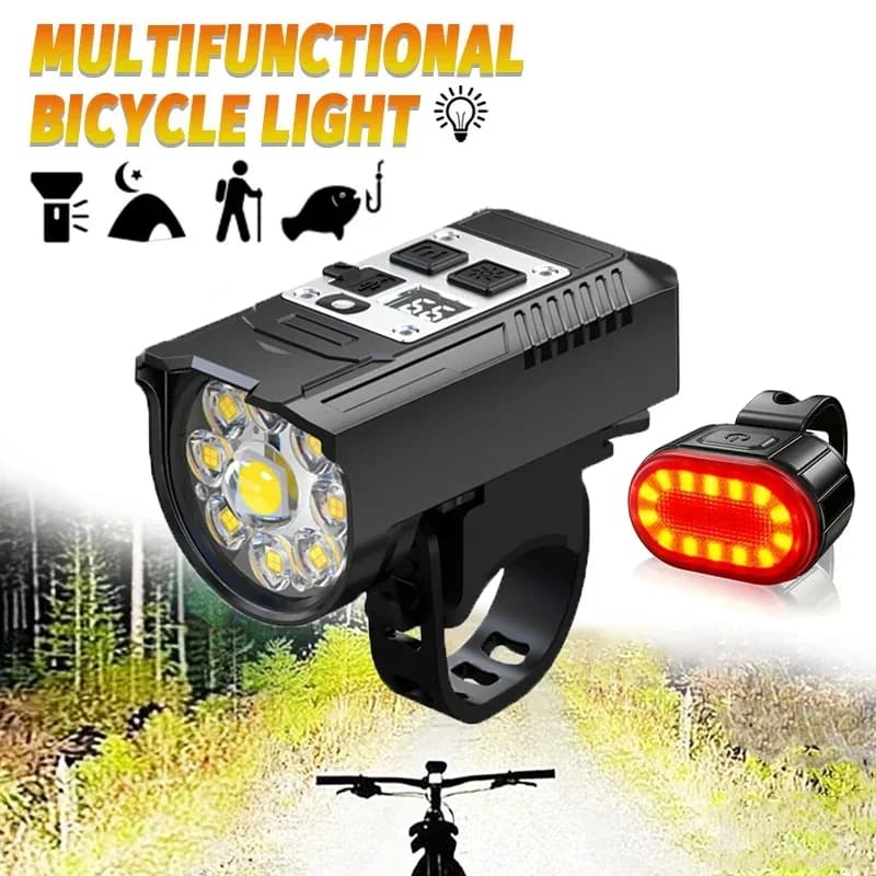 9 LED Bicycle Headlight USB Charging, Super Luminous Lamp for Handlebar, Front Light Waterproof for Open Cycling