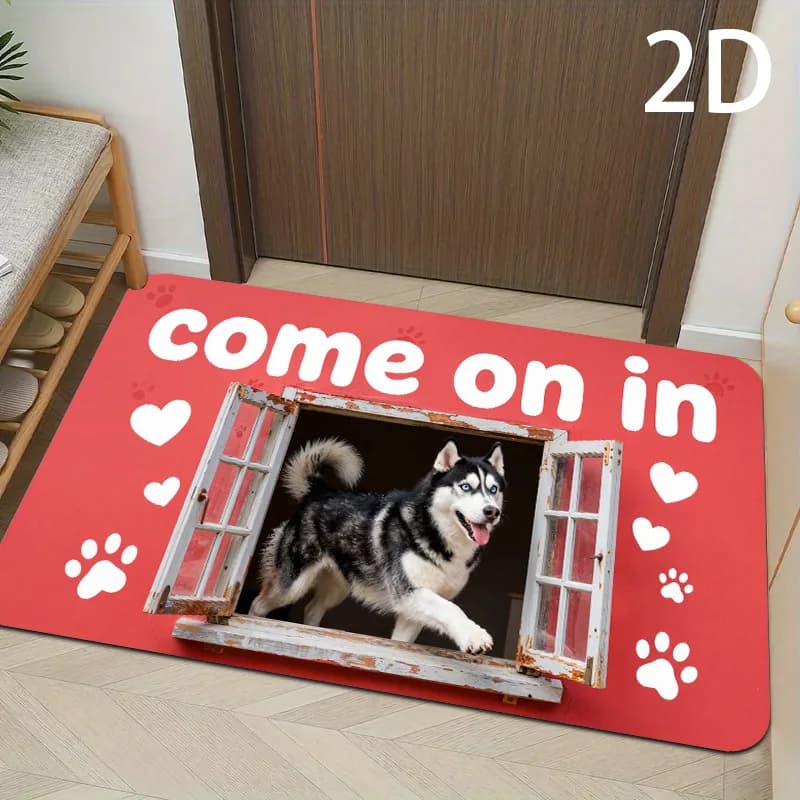 Cute Dog Welcome Mat Doormat for Entryway Bathroom Pet Lover House Decor Funny Canine Welcome Mat