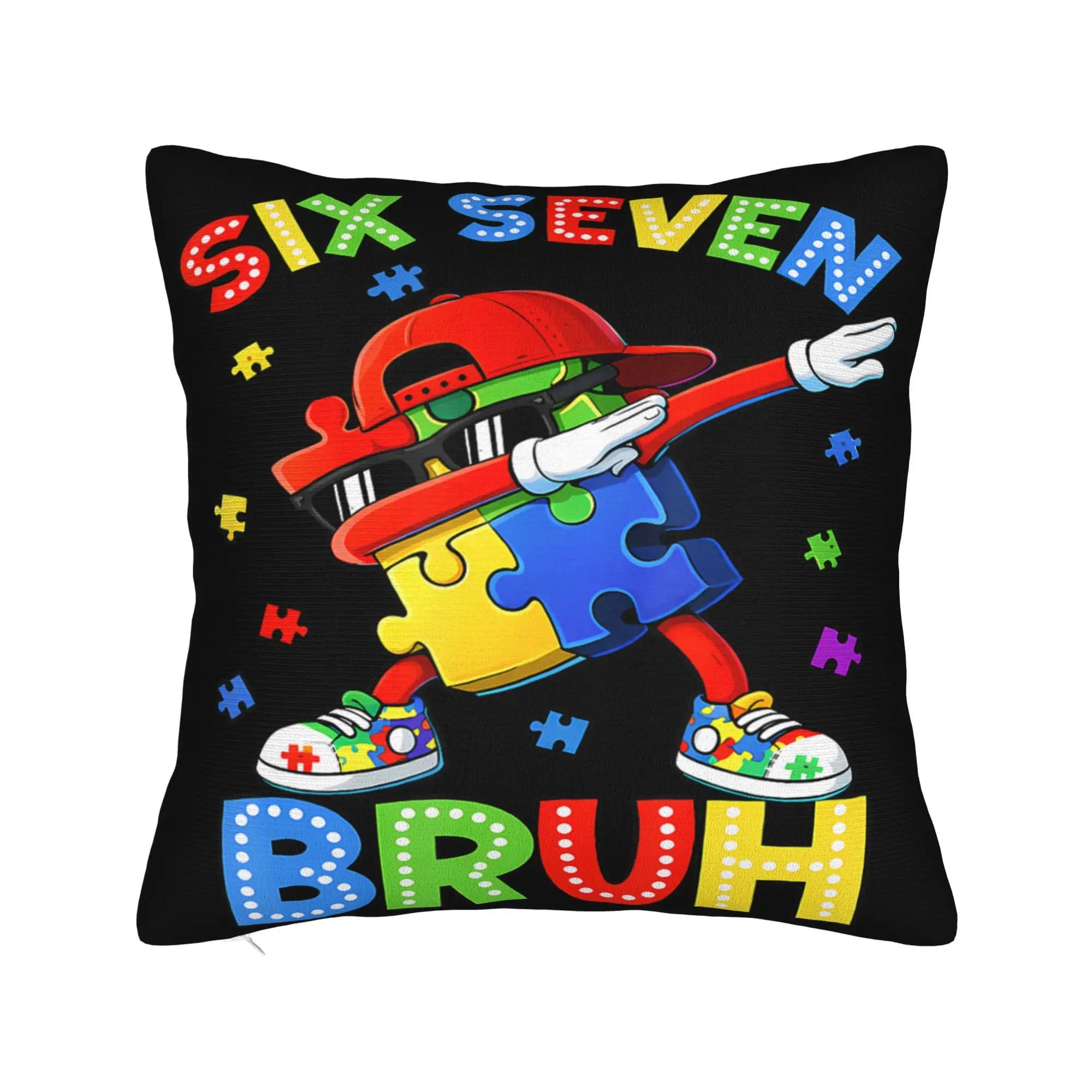 Decorative Pillowcase Dabbing Puzzle Autism Awareness Stuff Sofa Throw Pillow Case Cover Square Multi-Size