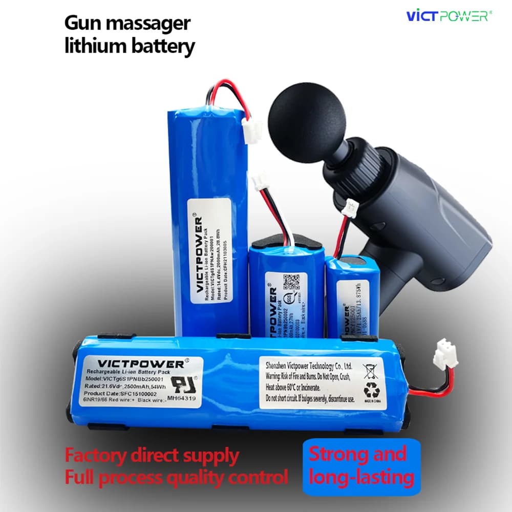 Direct Rechargeable Lithium Battery Victpower from 21,6 V 2000 mAh 14,4 V 2500 mAh 43,2 Wh for Gun Massage