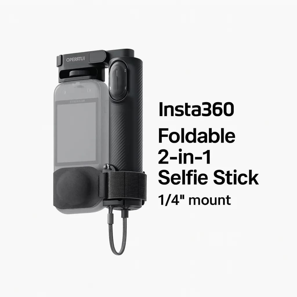 For Insta360 Foldable 2-in-1 Selfie Stick Tripod (1/4") Portable Pocket Design, Invisible Pole for X5 X4 X3 with Remote Option